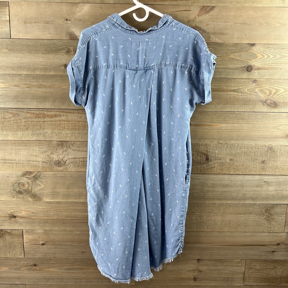 Thread & Supply Womens Dress Cap Sleeve Button Up Pockets Chambray Tencel Medium - Picture 6 of 8